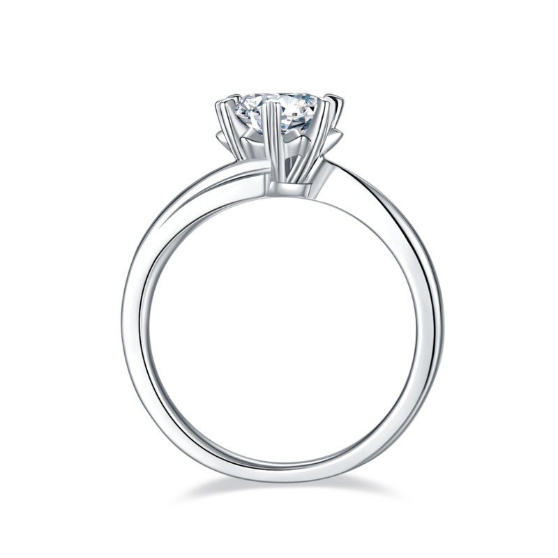 扭臂Classic雪花S925银镀白金MoissaniteWomen's Ring1ctD级